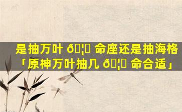 是抽万叶 🦋 命座还是抽海格「原神万叶抽几 🦈 命合适」